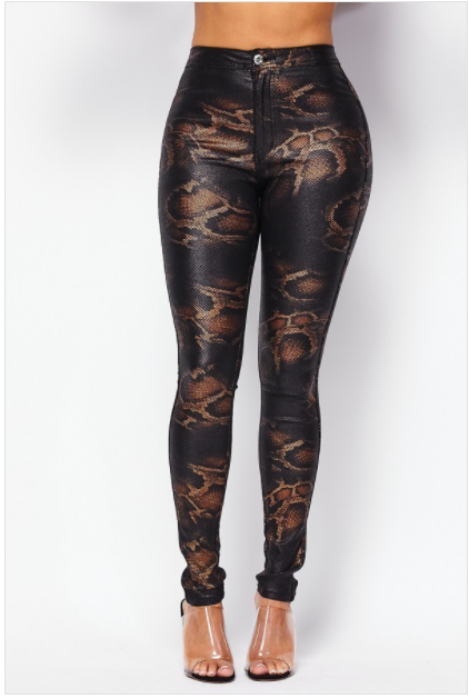 Metallic Snake Pants