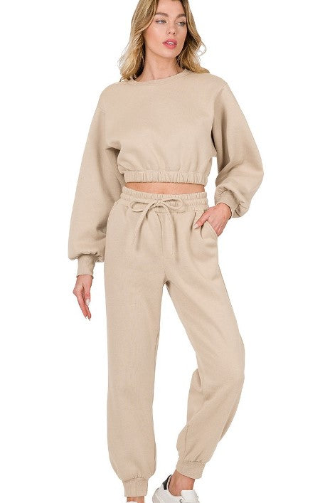 Cropped Top Jogger Set