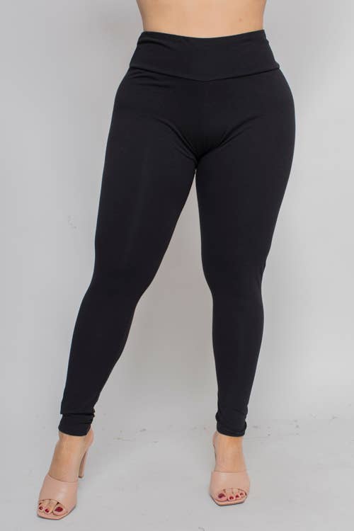 PLUS SIZE HIGH WAISTED COTTON LEGGINGS