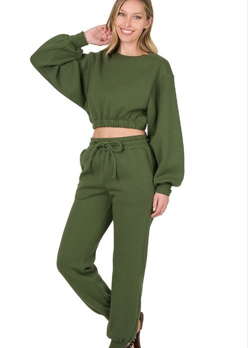 Cropped Top Jogger Set