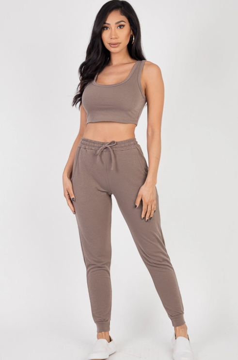 Cropped Tank Top & Joggers Set