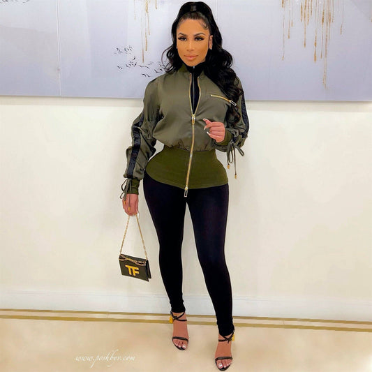 Women Zipper Fly Jacket Streetwear Tunic Jackets Outcoat