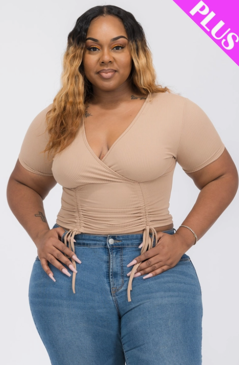 Plus Size Drawstring Top